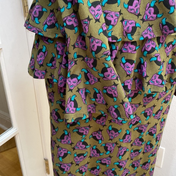 Vintage Y2K 💚💜 Betsey Johnson Devil Print Cotton-Lycra Dress, NWOT, Size Small - Picture 3 of 8